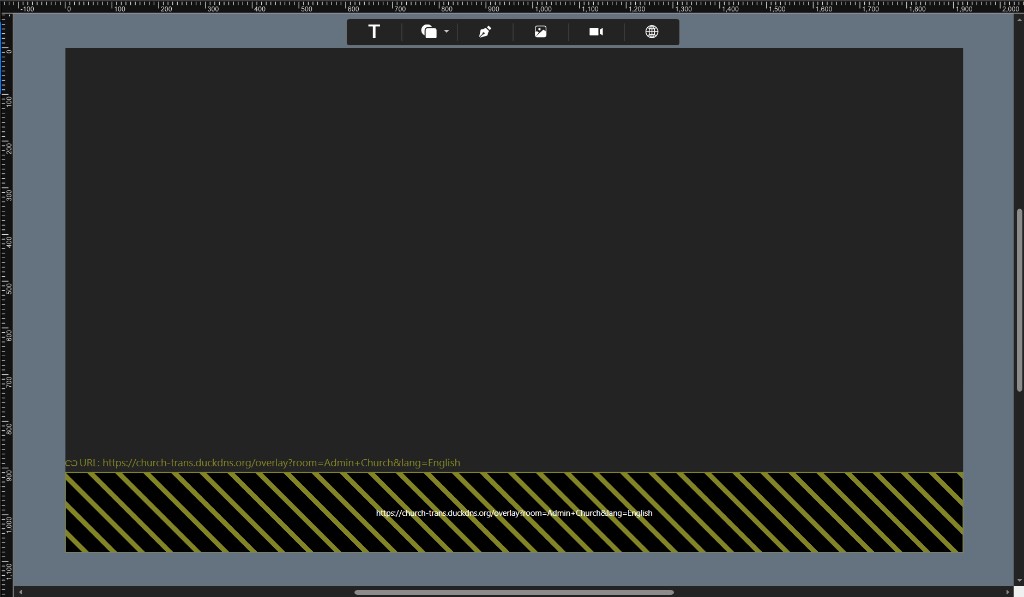 ProPresenter Prop editor with a web object placed in a lower-third strip at the bottom of the canvas
